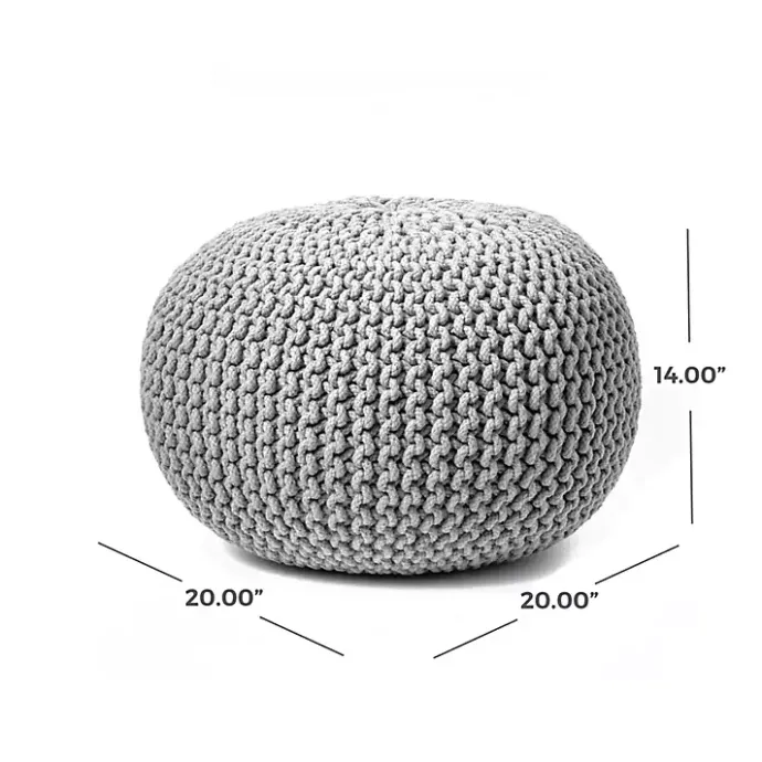 Sale Kirklands Home Chain Knitted Round Pouf Gray
