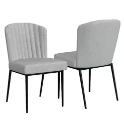 Kirklands Home Channel Back Rounded Dining Chairs, Set of 2 Gray
