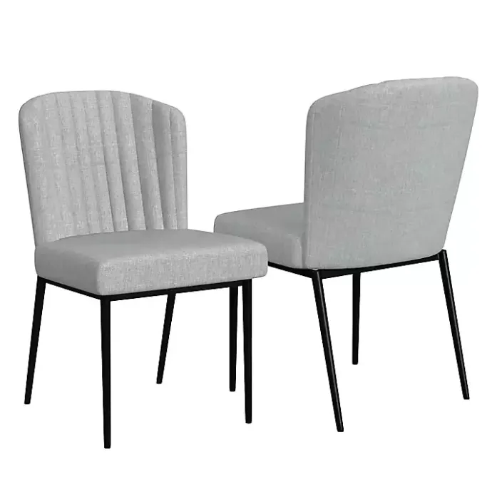 Kirklands Home Channel Back Rounded Dining Chairs, Set of 2 Gray