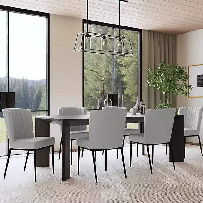 Kirklands Home Channel Back Rounded Dining Chairs, Set of 2 Gray