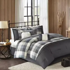 Kirklands Home Gray Check California King 7-pc. Comforter Set