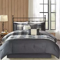 Kirklands Home Gray Check California King 7-pc. Comforter Set
