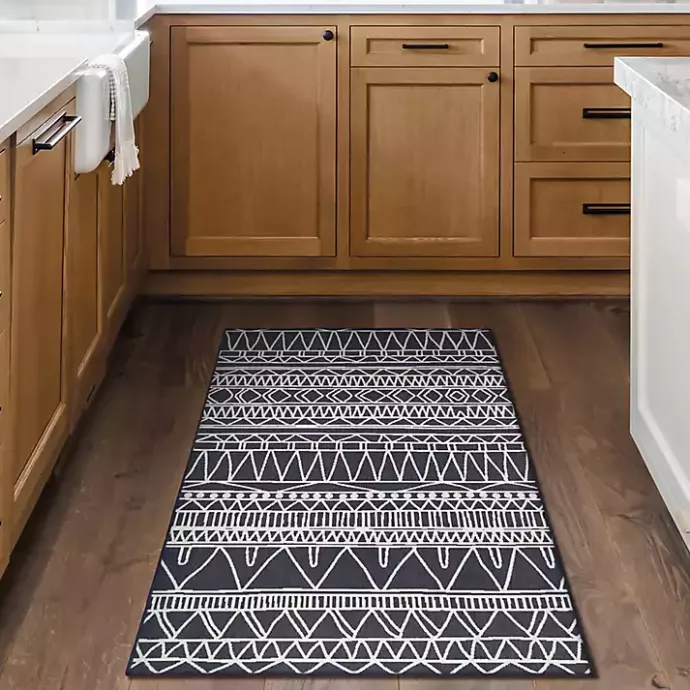 Sale Kirklands Home Gray Chelsea Geometric Washable Area Rug, 3x5