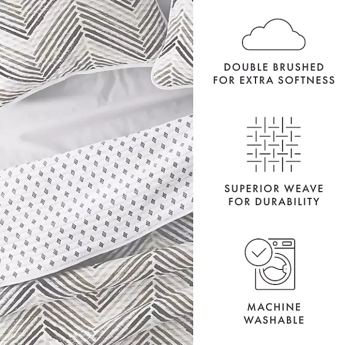 Online Kirklands Home Gray Chevron Reversible 3-pc. King Quilt Set