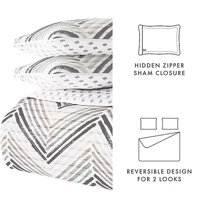 Online Kirklands Home Gray Chevron Reversible 3-pc. King Quilt Set