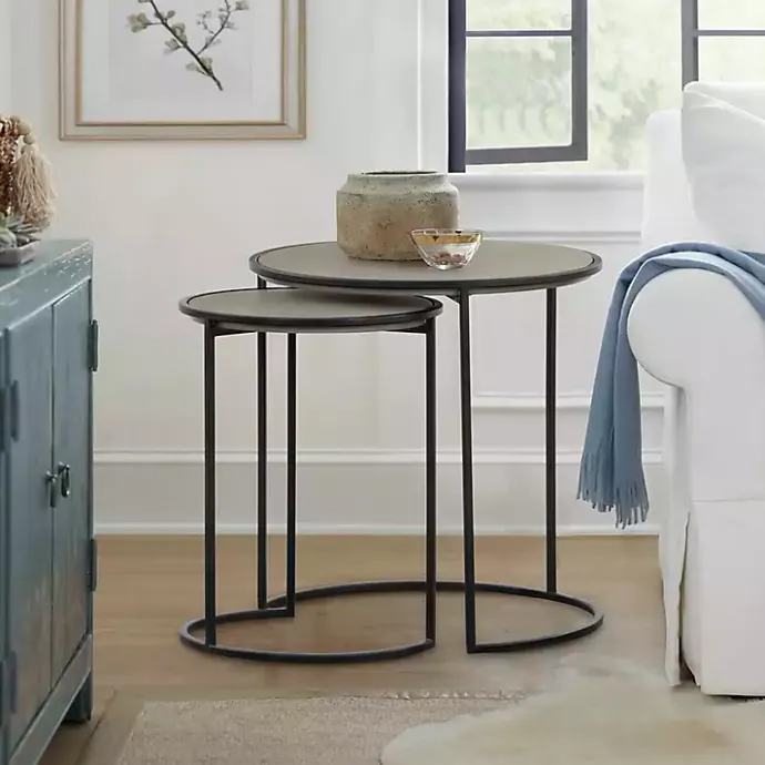 New Kirklands Home Concrete Nesting Accent Tables, Set of 2 Gray