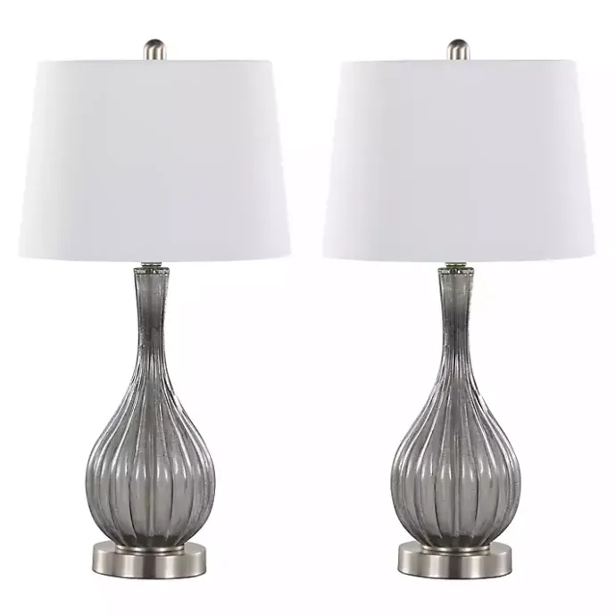 Discount Kirklands Home Crackle Glass Teardrop Table Lamps, Set of 2 Gray