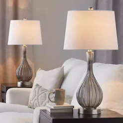 Discount Kirklands Home Crackle Glass Teardrop Table Lamps, Set of 2 Gray