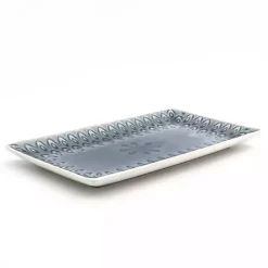 Outlet Kirklands Home Crackle Glaze Peacock Rectangular Platter Gray