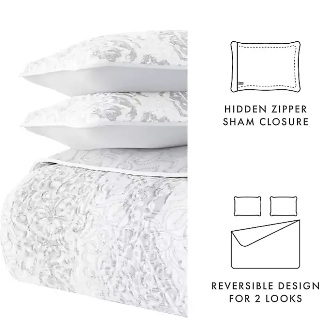 Outlet Kirklands Home Gray Damask Reversible 2-pc. Twin Quilt Set