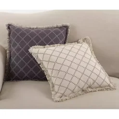 Sale Kirklands Home Diamond Fringe Pillow Gray