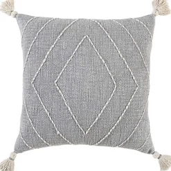 Clearance Kirklands Home Diamond Kantha Stitched Throw Pillow Gray