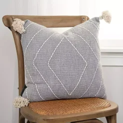 Clearance Kirklands Home Diamond Kantha Stitched Throw Pillow Gray