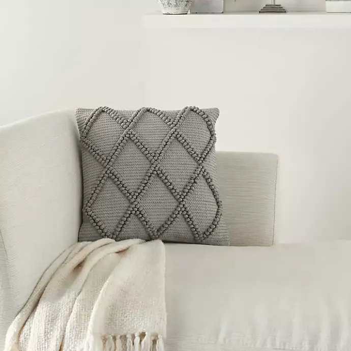 Sale Kirklands Home Diamond Lattice Throw Pillow Gray