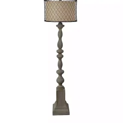 Hot Kirklands Home Gray Distressed Metal Encased Shade Floor Lamp Tan