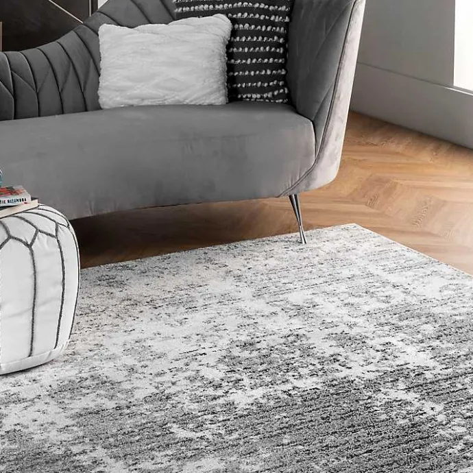 Sale Kirklands Home Gray Distressed Power Loomed Area Rug, 10x14