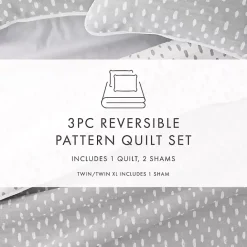 New Kirklands Home Gray Dotted Reversible 2-pc. Twin Quilt Set