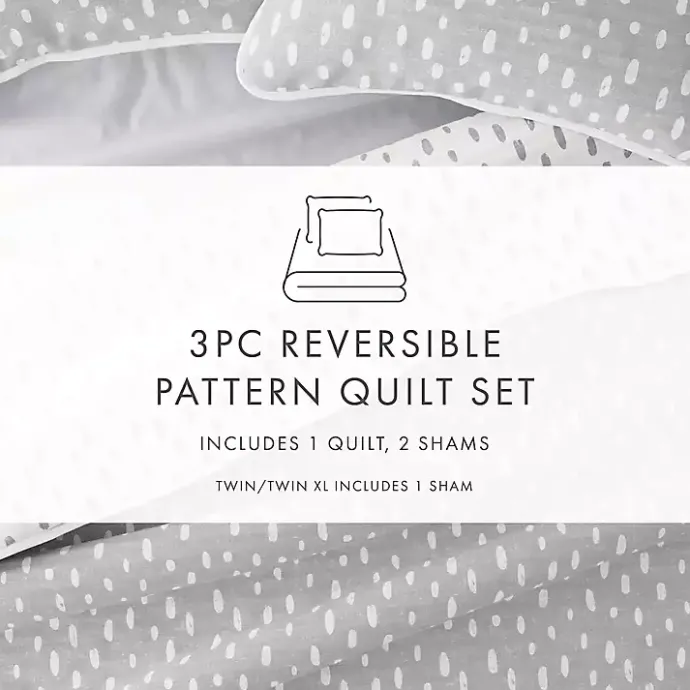 Online Kirklands Home Gray Dotted Reversible 3-pc. King Quilt Set