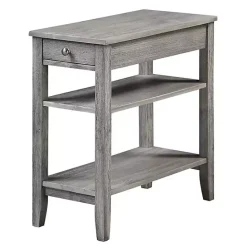 Kirklands Home Double Shelf Wood Accent Table Gray