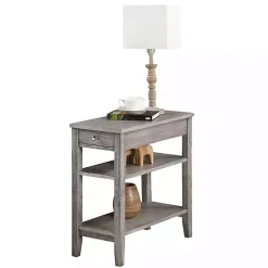 Kirklands Home Double Shelf Wood Accent Table Gray