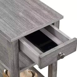Kirklands Home Double Shelf Wood Accent Table Gray