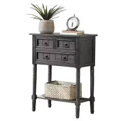 Discount Kirklands Home 3-Drawer Turned Legs Accent Table Gray