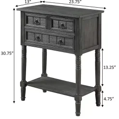 Discount Kirklands Home 3-Drawer Turned Legs Accent Table Gray