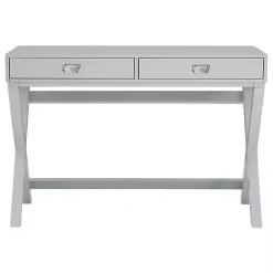 New Kirklands Home 2-Drawer X-Frame Desk Gray
