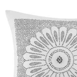 Hot Kirklands Home Gray Embroidered Modern Medallion Accent Pillow