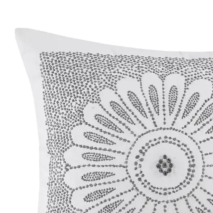 Hot Kirklands Home Gray Embroidered Modern Medallion Accent Pillow