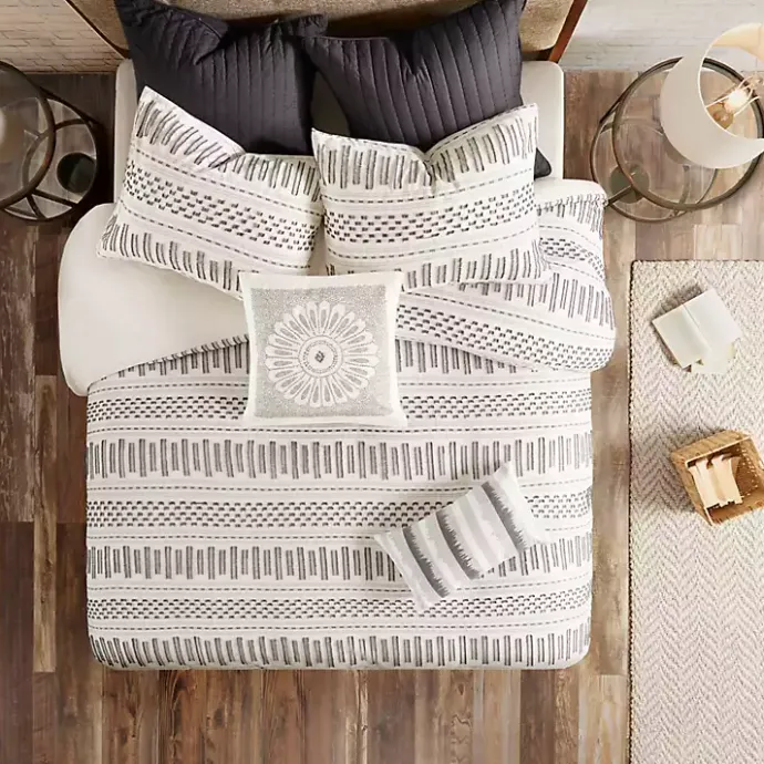 Hot Kirklands Home Gray Embroidered Modern Medallion Accent Pillow