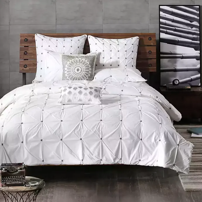 Hot Kirklands Home Gray Embroidered Modern Medallion Accent Pillow