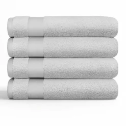 New Kirklands Home Essential Cotton Bath Towels, Set of 4 Gray