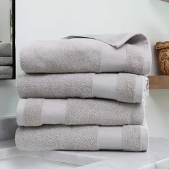 New Kirklands Home Essential Cotton Bath Towels, Set of 4 Gray