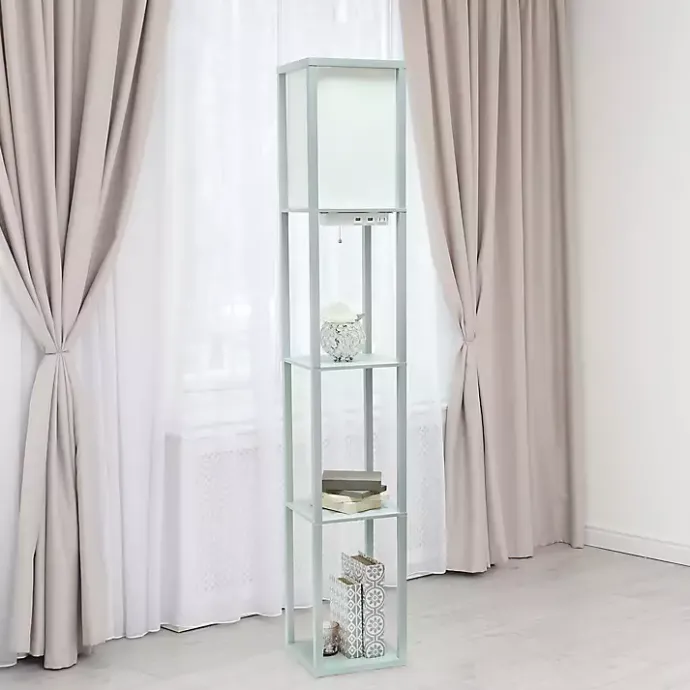 Hot Kirklands Home Etagere Shelf Charging Floor Lamp Gray