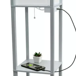 Hot Kirklands Home Etagere Shelf Charging Floor Lamp Gray