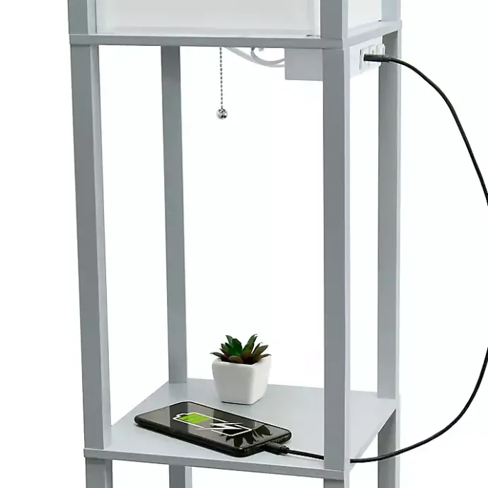 Hot Kirklands Home Etagere Shelf Charging Floor Lamp Gray