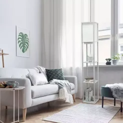 Hot Kirklands Home Etagere Shelf Charging Floor Lamp Gray