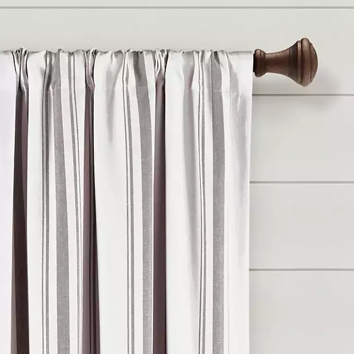 Sale Kirklands Home Gray Farmhouse Stripe Curtain Panels, Set of 2