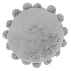 Discount Kirklands Home Faux Fur Round Pom Pom Throw Pillow Gray