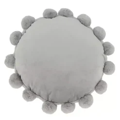 Discount Kirklands Home Faux Fur Round Pom Pom Throw Pillow Gray