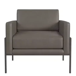 New Kirklands Home Faux Leather Black Metal Accent Chair Gray