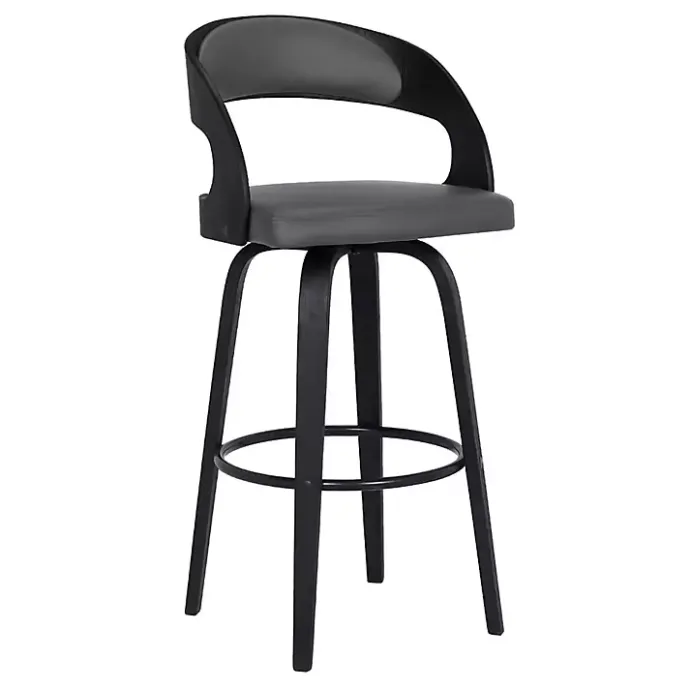 Clearance Kirklands Home Faux Leather Black Wood Sally Counter Stool Gray