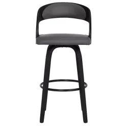 Clearance Kirklands Home Faux Leather Black Wood Sally Counter Stool Gray