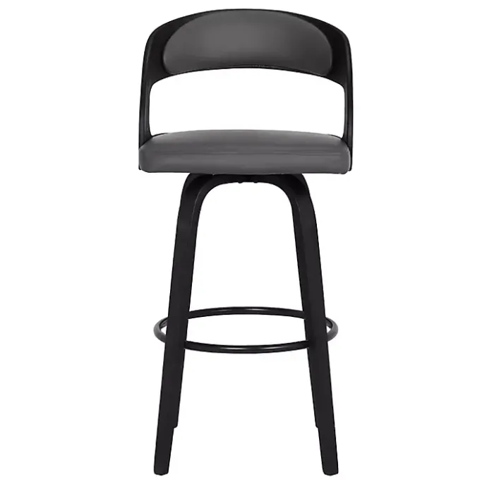 Clearance Kirklands Home Faux Leather Black Wood Sally Counter Stool Gray