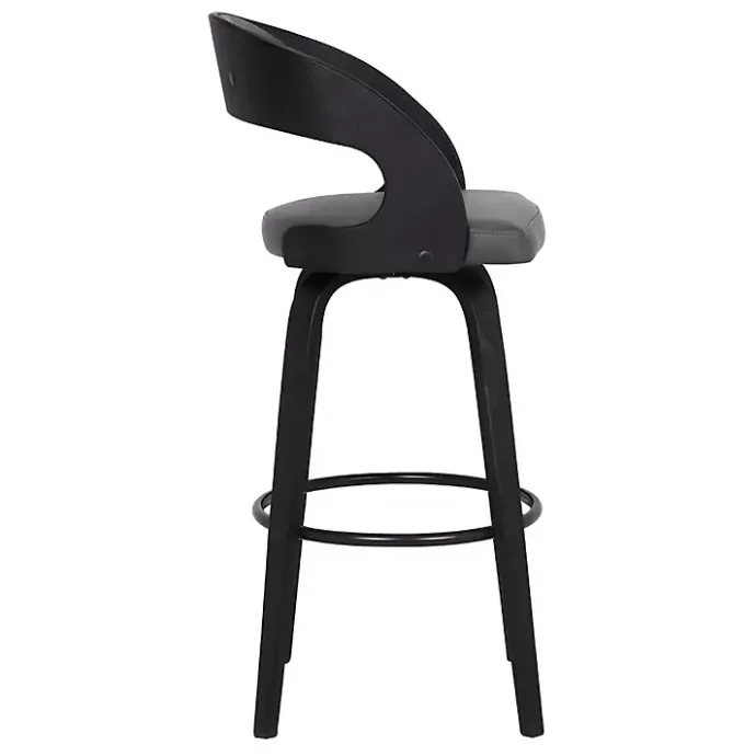 Clearance Kirklands Home Faux Leather Black Wood Sally Counter Stool Gray