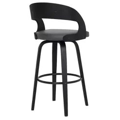 Clearance Kirklands Home Faux Leather Black Wood Sally Counter Stool Gray
