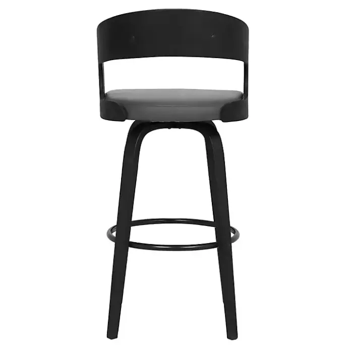 Clearance Kirklands Home Faux Leather Black Wood Sally Counter Stool Gray