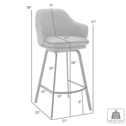 Kirklands Home Faux Leather Brigden Swivel Counter Stool Gray