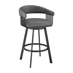 Kirklands Home Faux Leather Chelsea Swivel Bar Stool Gray